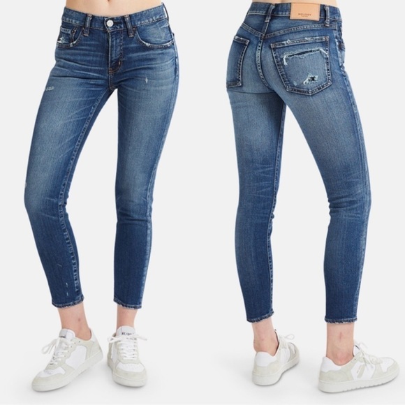Moussy Vintage Sundance Medium Blue Wash Distressed High Rise Jeans 25‌‌‌‌‌‌‌